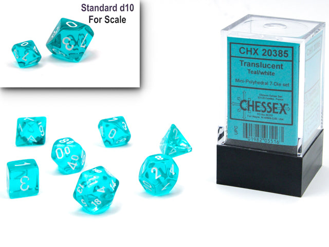MINI TRANSLUCENT 7-DIE SET TEAL/WHITE