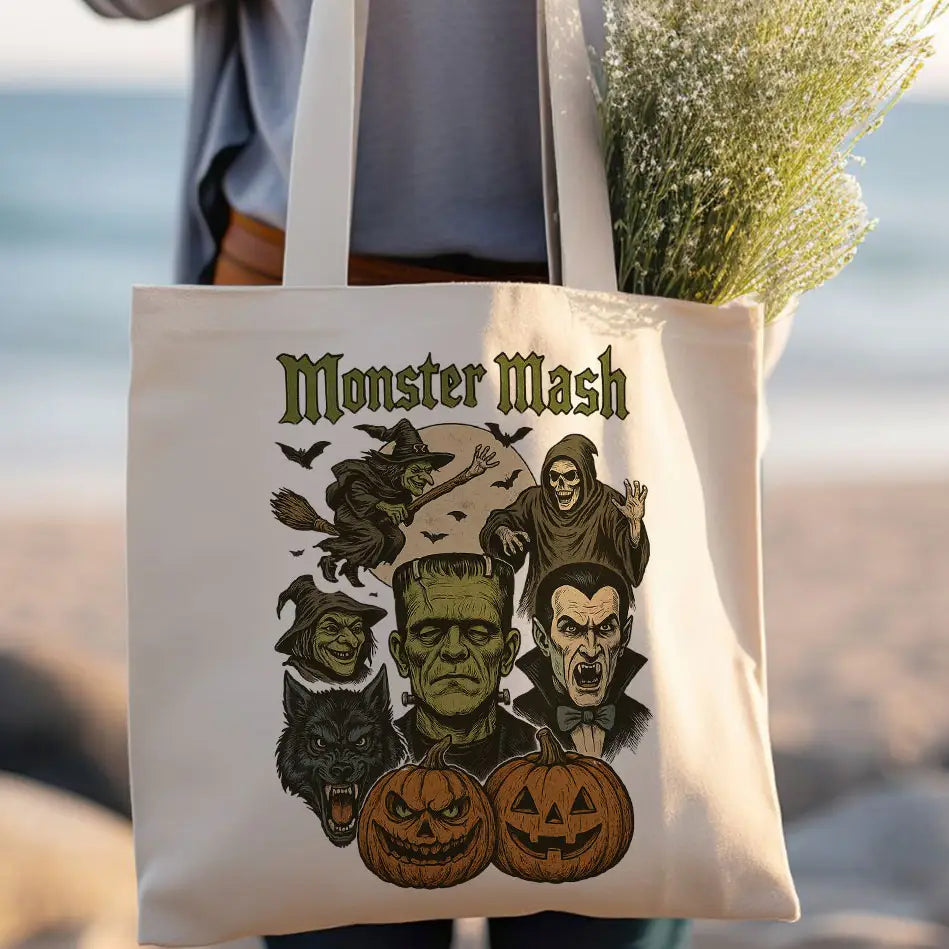 Monster Mash Halloween Dracula Frankenstein - Tote Bag