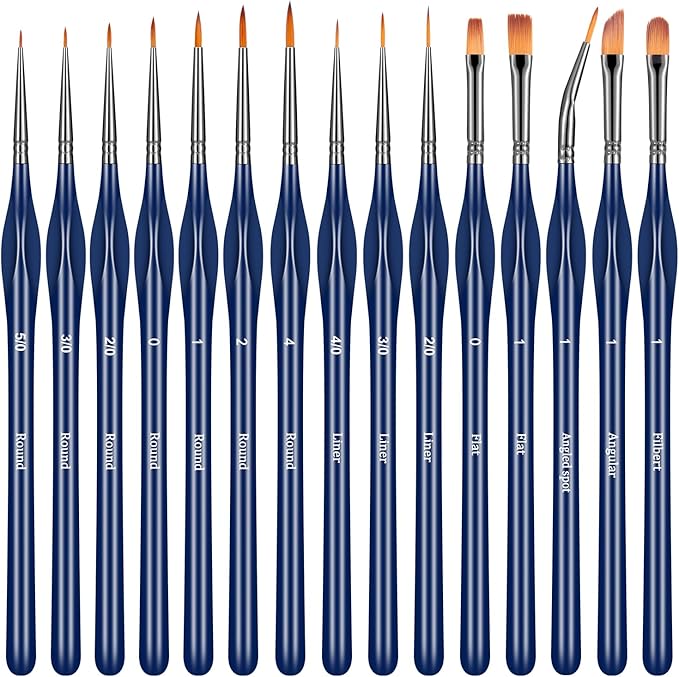 15Pcs Miniature Paint Brushes Set with Triangular Handles