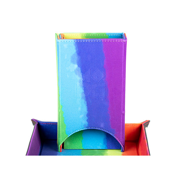 FanRoll: Foldable Dice Tower - Velvet Watercolor Rainbow
