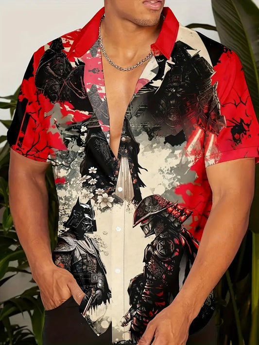 Men's Samurai-Inspired Hawaiian Shirt Vader Large