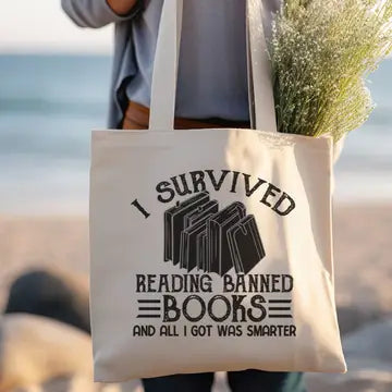 I Survived Reading Banned Books Canvas Tote Bag