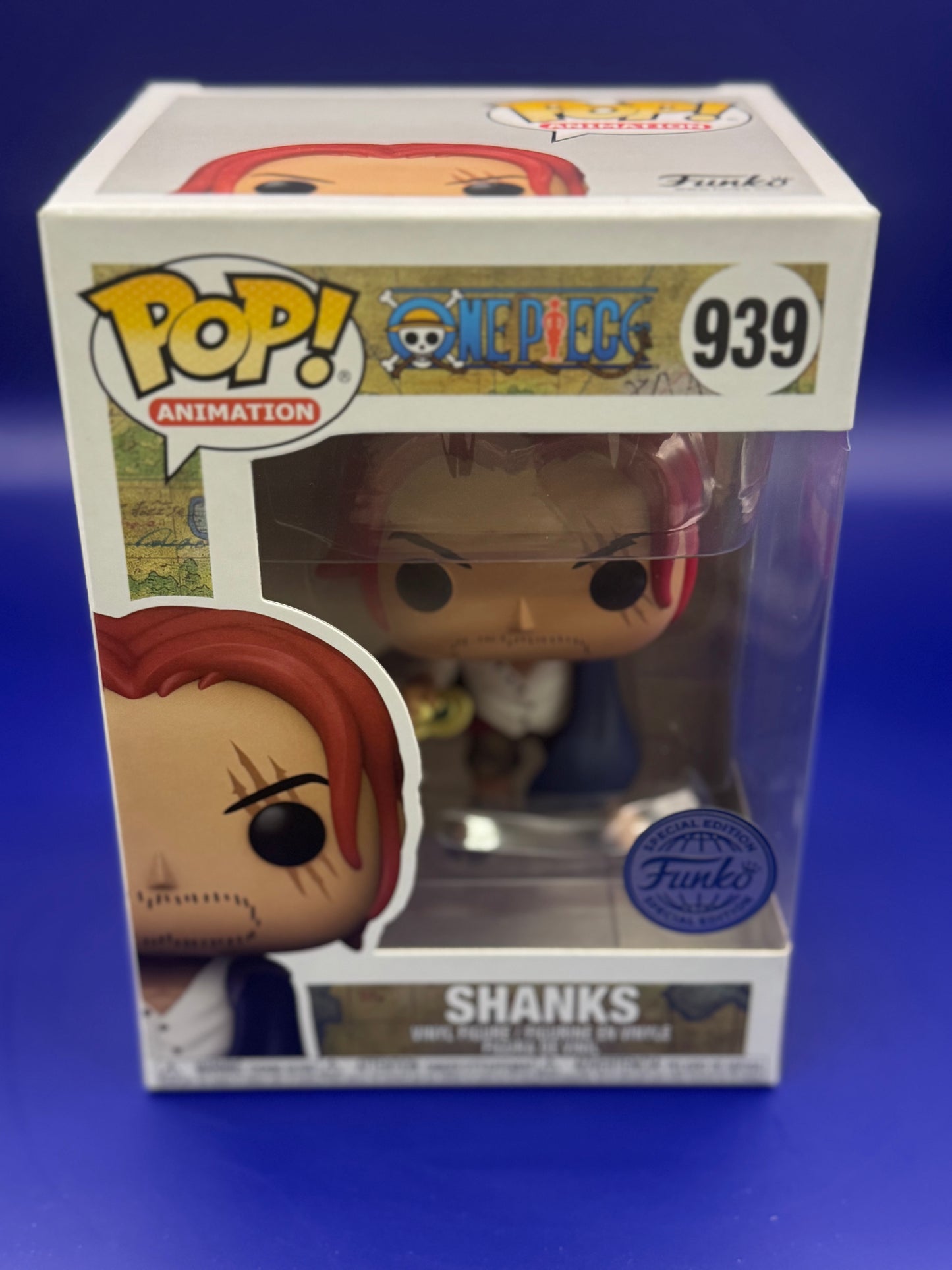 Funko Pop! Shanks 939 Special Edition (Silver & Blue) Sticker w/ hard protector