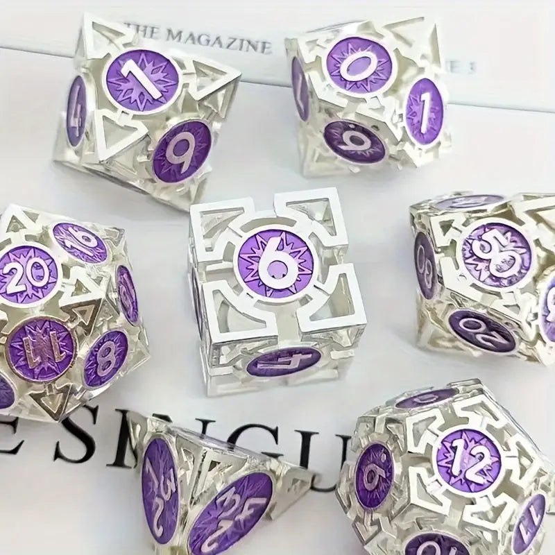 20-Sided Metal Dice Set, Hollow-Out Angled D&D Role-Playing Game Dice