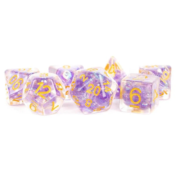 7-Die Set 16mm Pearl: Purple with Gold Numbers