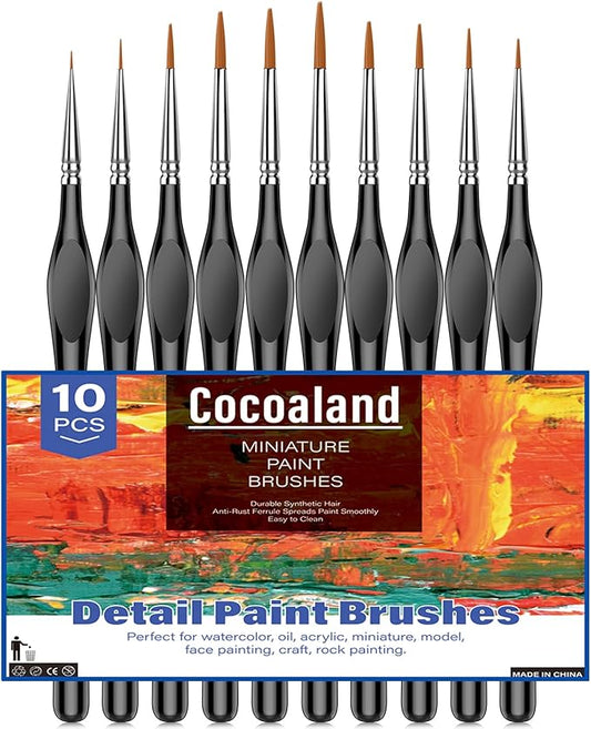 10Pcs Micro Paint Brushes Set with Triangular Handles