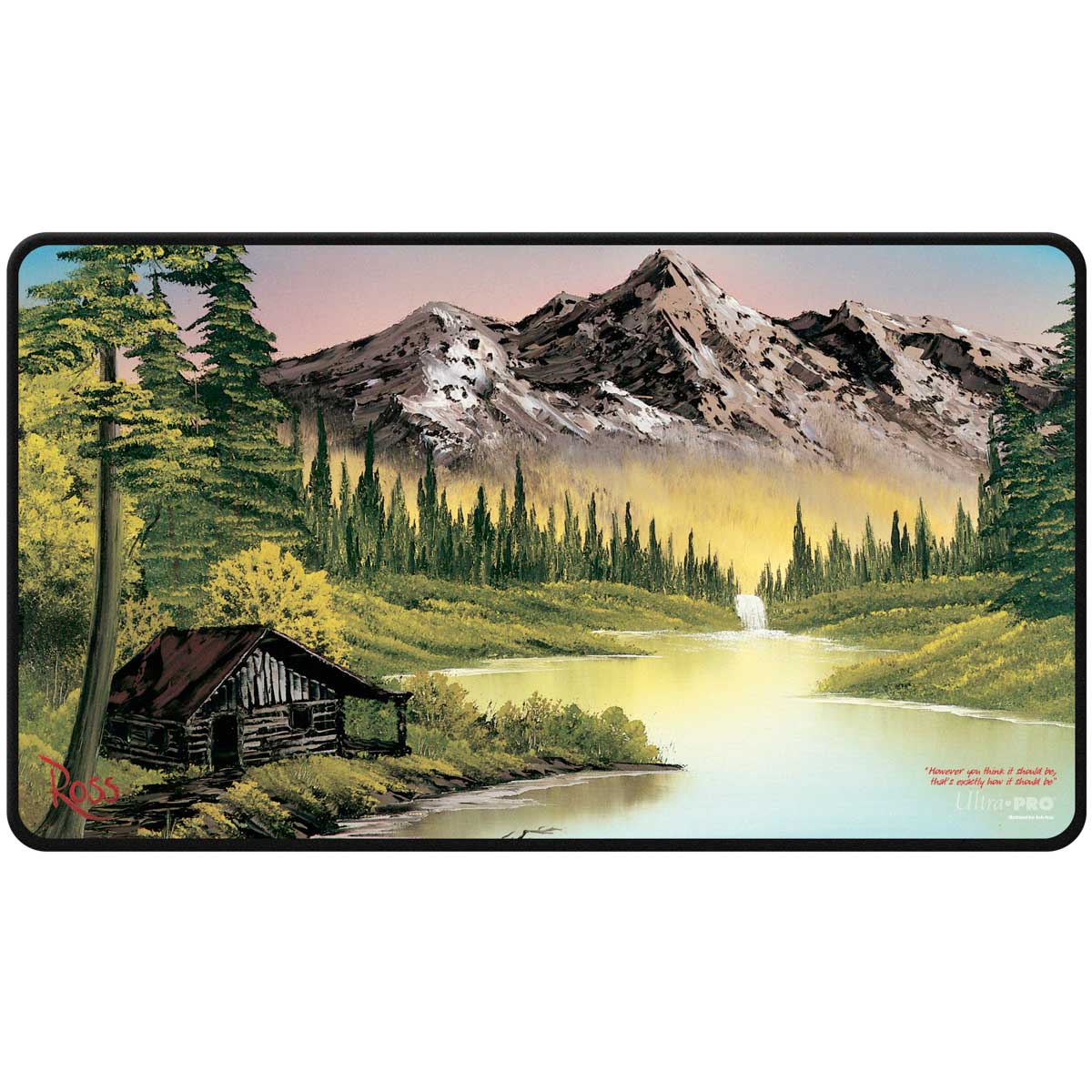Magic Playmat: Black Stitched- Bob Ross Mountain Retreat
