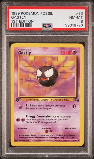 PSA 8 Gastly (33/62) Fossil - 1st Edition