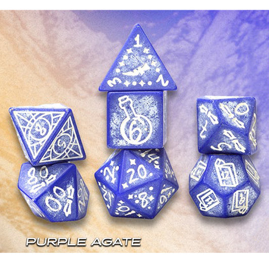 7-Die Set Illusory Stone - Purple Agate/White