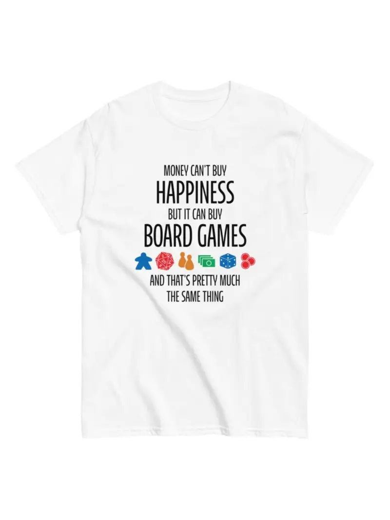 Happiness Board Games T-shirt- White- L