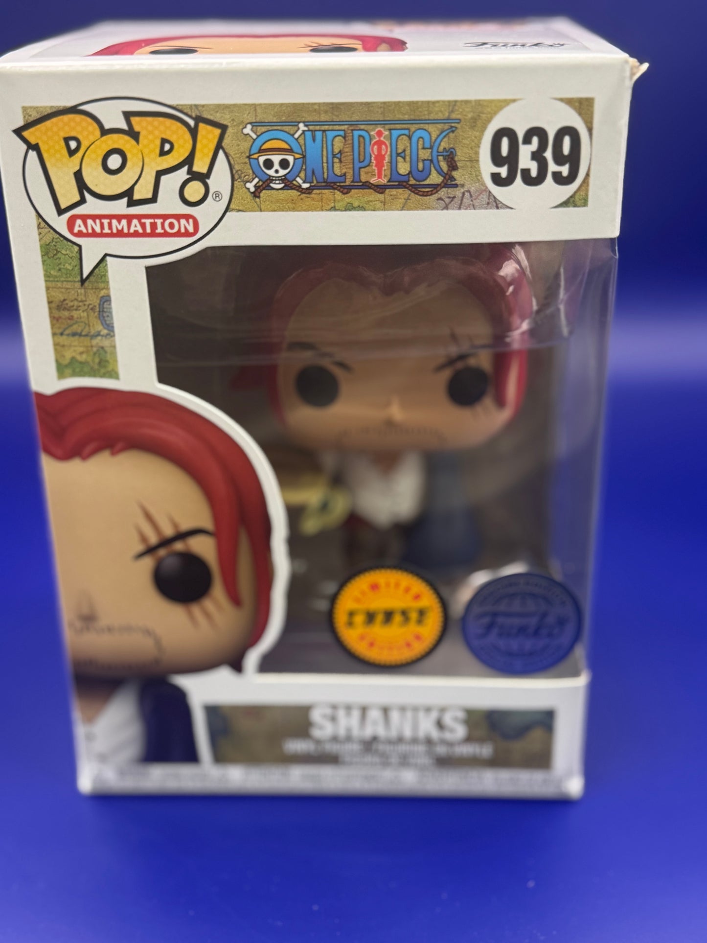 Funko Pop!  Shanks w/Hat 939 Special Edition (Silver & Blue) Sticker Shanks with Hat w/ hard protector