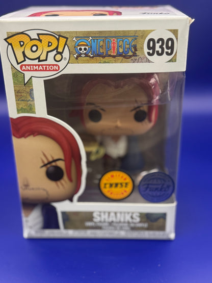 Funko Pop!  Shanks w/Hat 939 Special Edition (Silver & Blue) Sticker Shanks with Hat w/ hard protector