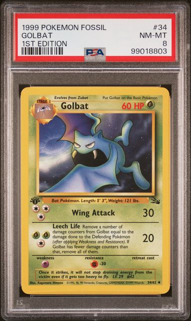 PSA 8 Golbat (34/62) Fossil - 1st Edition