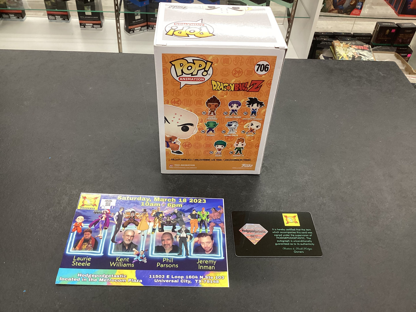 Funko Pop Dragon Ball Z Krillin 706 Signed Laurie Steele