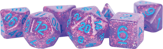 7-Die Set 16mm Resin Poly Dice Set Flash Dice: Purple