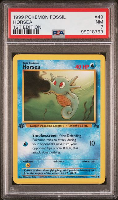 PSA 7 Horsea (49/62) Fossil - 1st Edition
