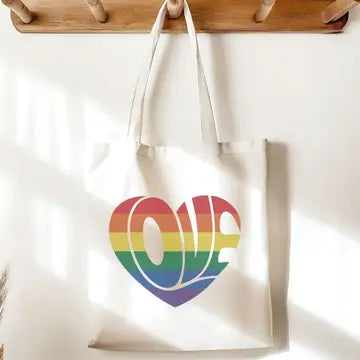 Love Rainbow Pride Canvas Tote Bag