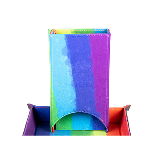 FanRoll: Foldable Dice Tower - Velvet Watercolor Rainbow