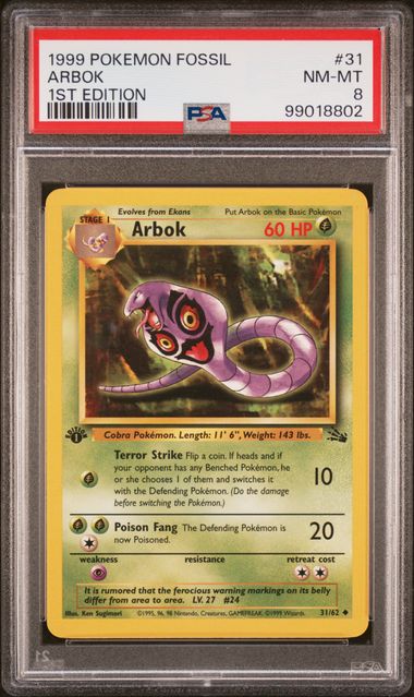 PSA 8 Arbok (31/62) Fossil - 1st Edition