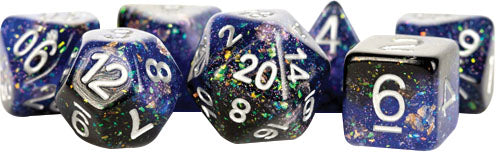 7-Die Set 16mm Resin Poly Dice Set Eternal: Blue/Black