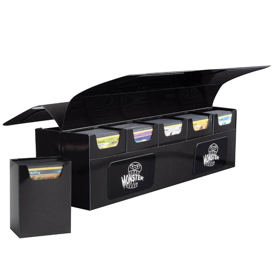 MONSTER MAGNETIC DECK BOXES: DECA 10-DECK BOX WITH REMOVABLE COMPARTMENTS: BLACK