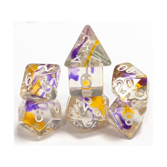 Dice set Violet Swirl