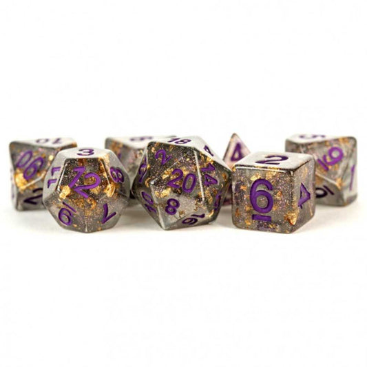 7-Die Set 16mm: Gray with Gold Foil/ Purple Numbers