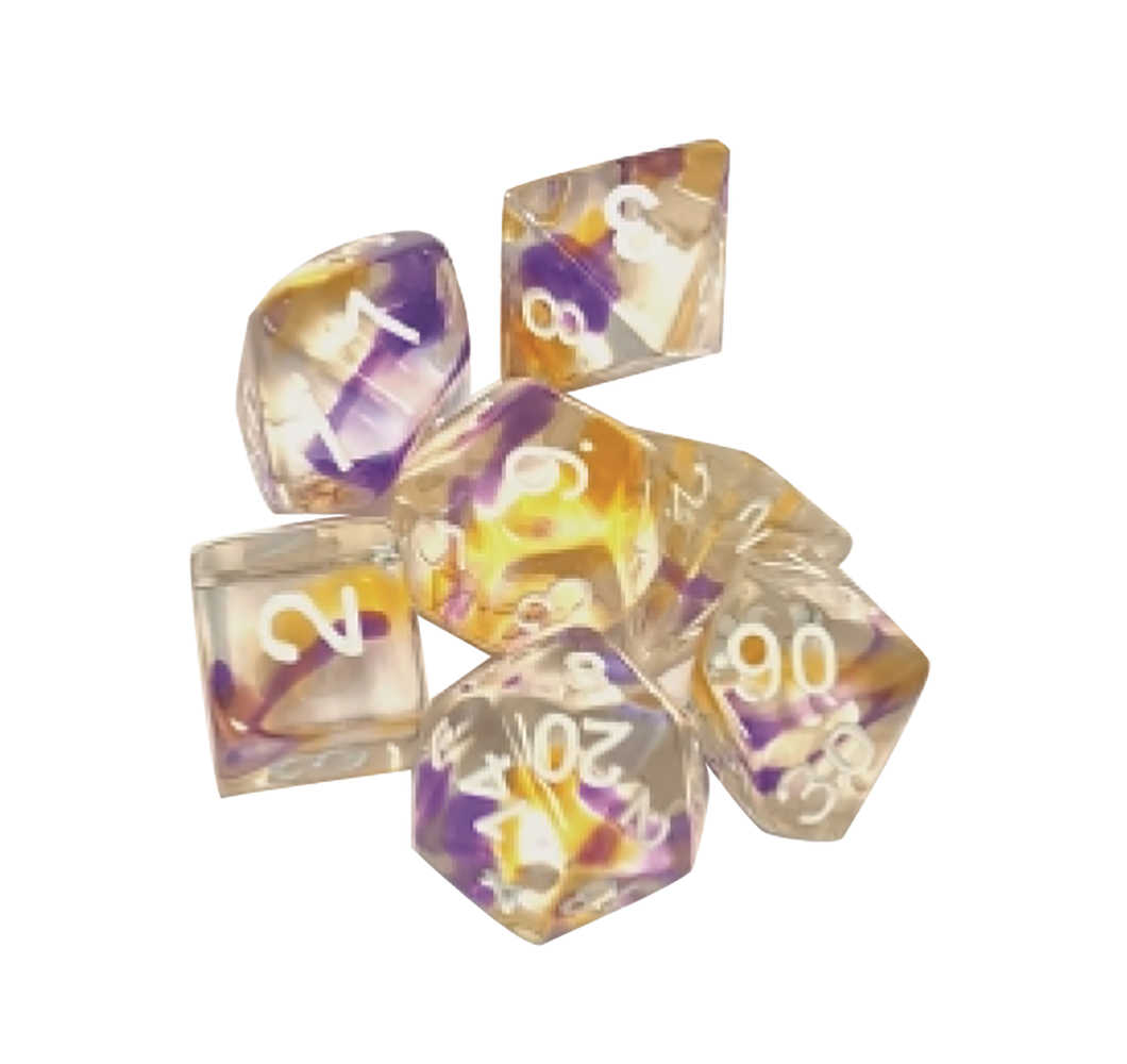 Violet Swirl Sirius Role Playing Game Dice Set